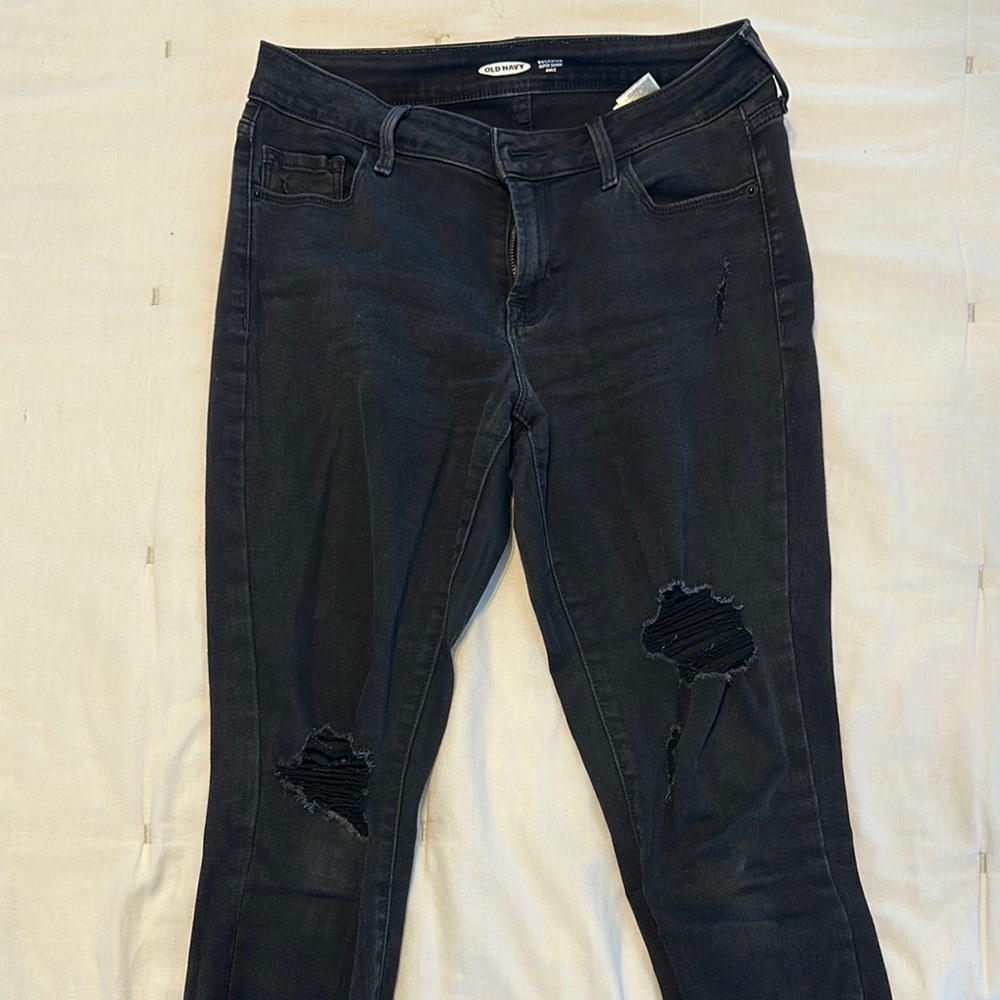 Old Navy Black Skinny Jeans with Distressed Details